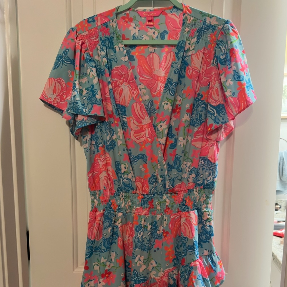 Lilly Pulitzer Pink and Blue Tropical One Piece